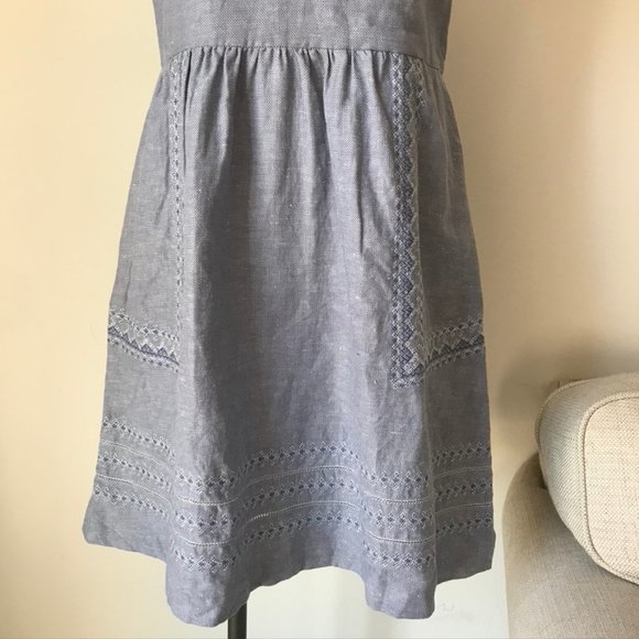 Madewell Embroidered Cotton Linen Midi Dress - Picture 3 of 5